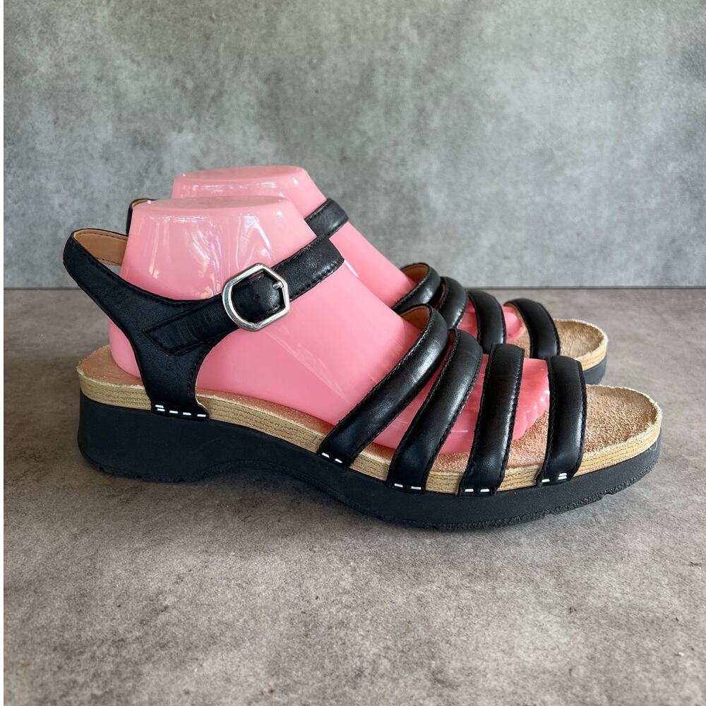 Dansko Roxie Women's Sandal in black leather strappy ankle buckle EU 42 US 11.5